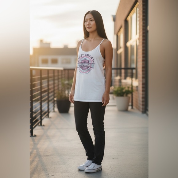 Harley Davidson Motorcycles white tank top - Picture 2 of 6